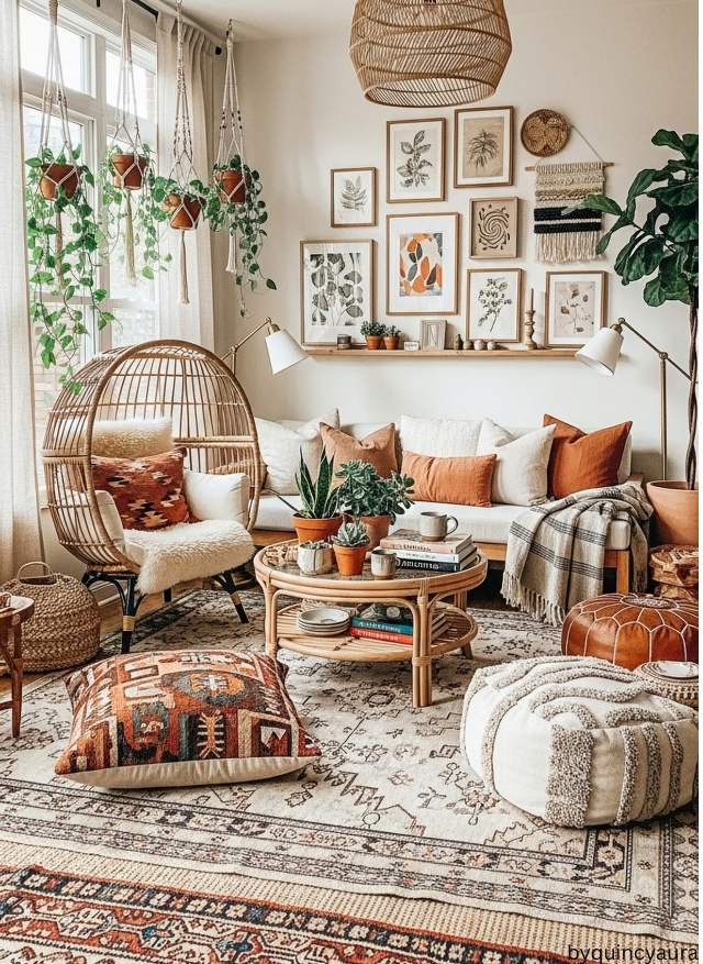 Vintage Persian rug in a cozy living room with sofa and coffee table