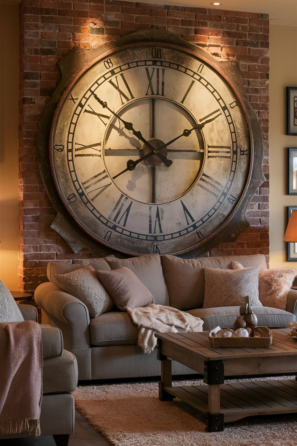Vintage wall clock in a cozy living room with simple vintage decor