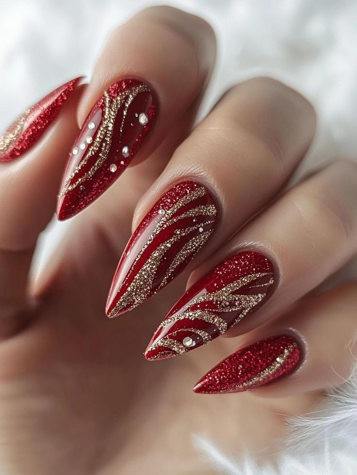 red glitter nails