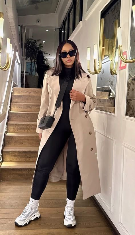 Woman wearing neutral platform sneakers