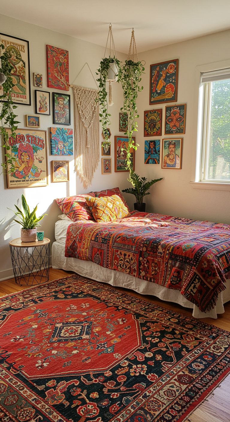 Teen bedroom with bohemian-inspired decor