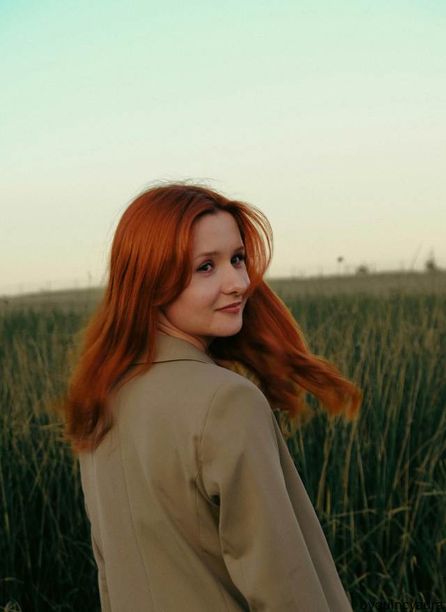 A confident woman smiling and looking peaceful.