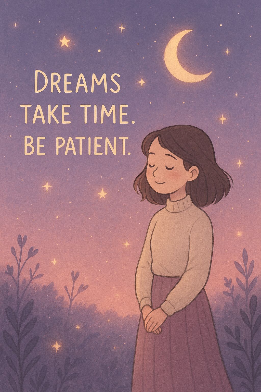 An image on a girl under the moon