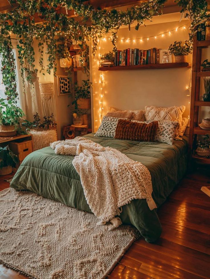 Teen girl bedroom with nature-inspired decor