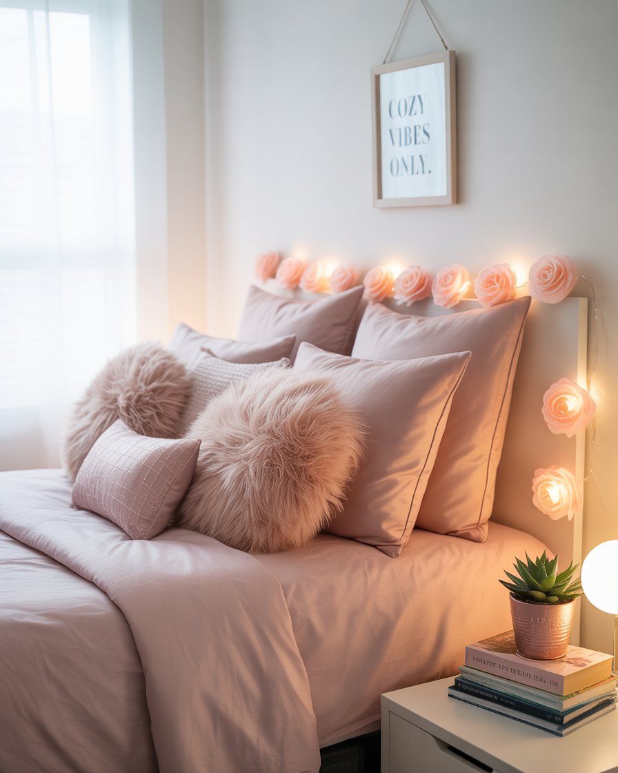 Small bedroom with matching bedding