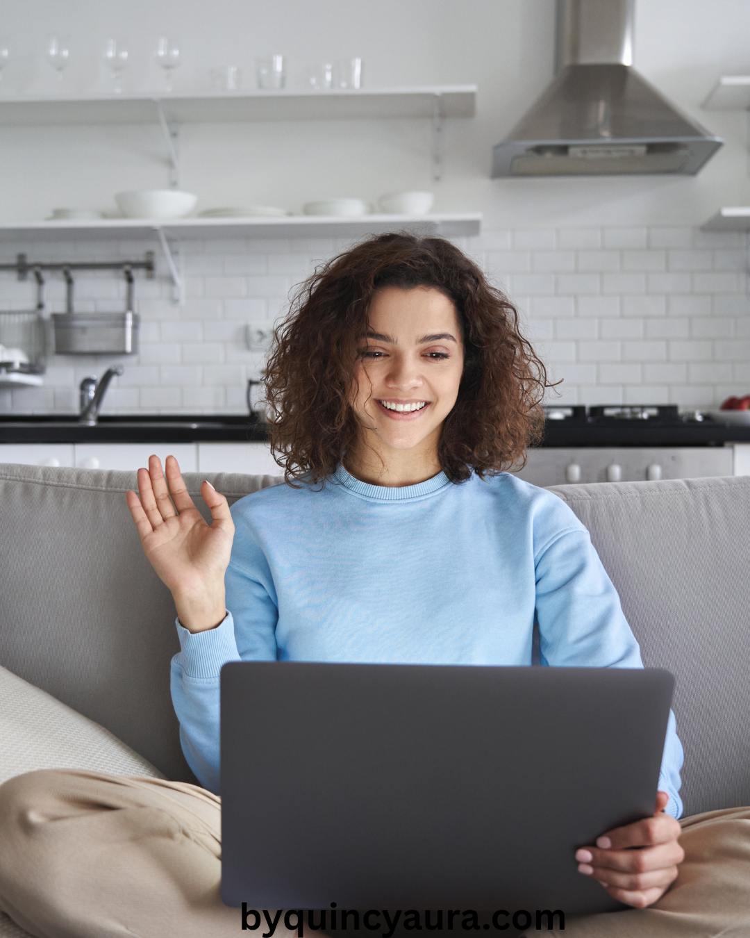 a lady on a virtual call.