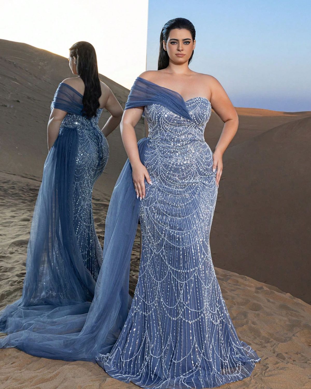  A lady wearing a mermaid dress