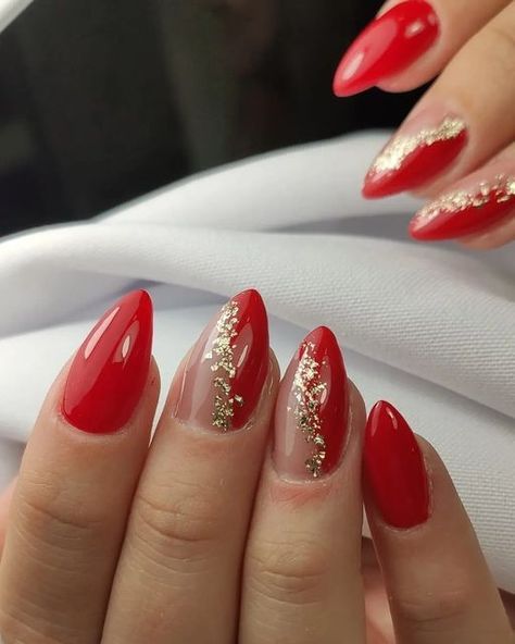 red glossy nails