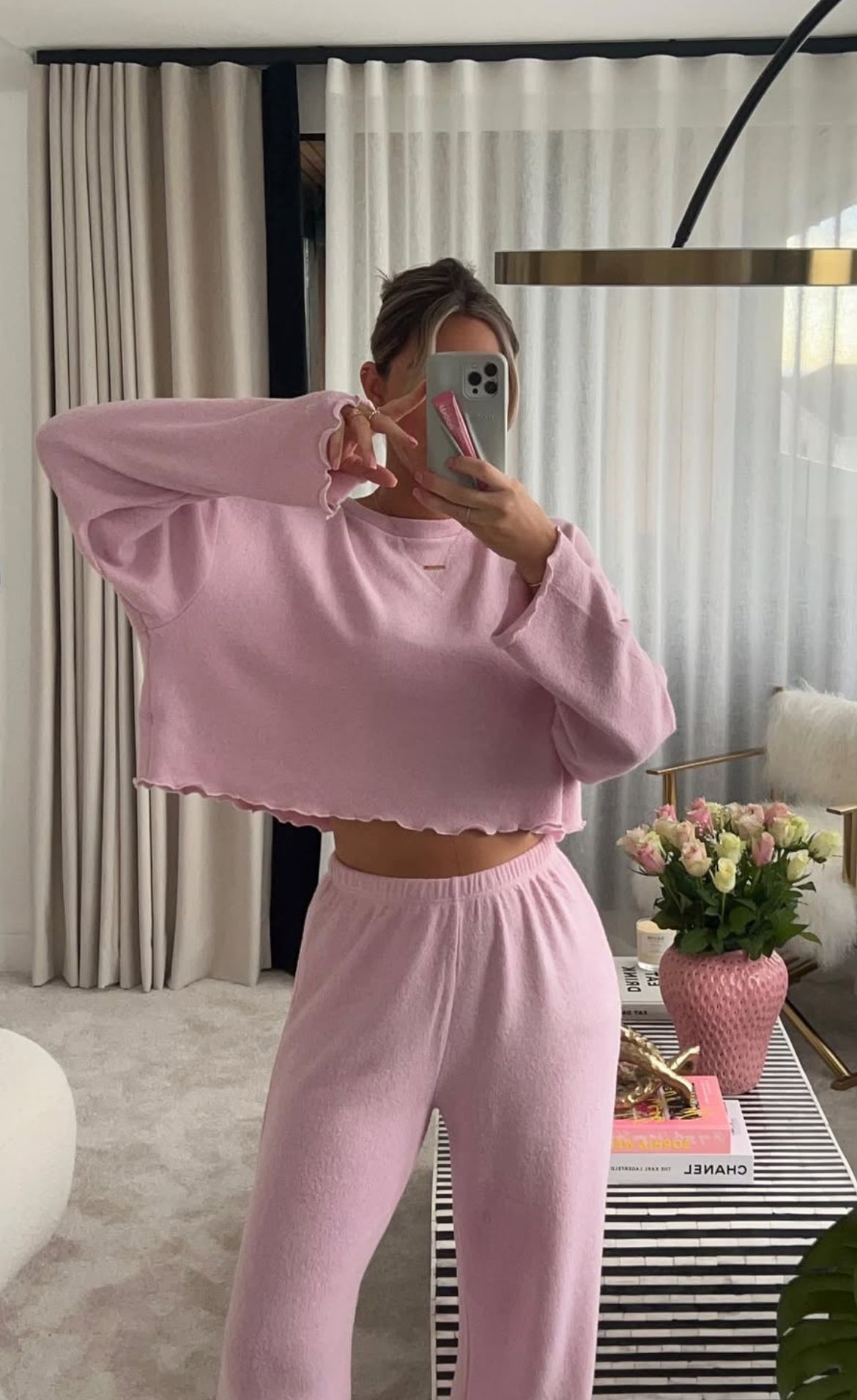 Valentine lounge wear outfit idea.