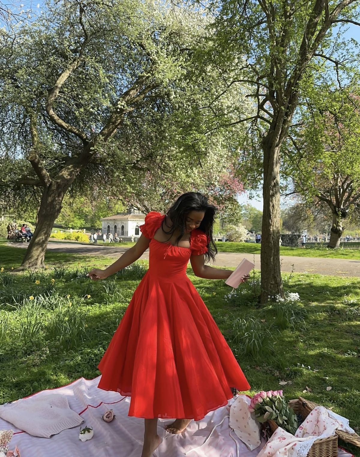 Valentine picnic dress outfit idea