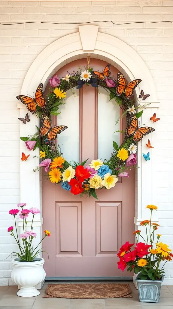Butterfly and Flower Wreath