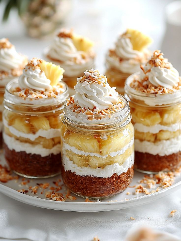 Jars filled with coconut cream cake