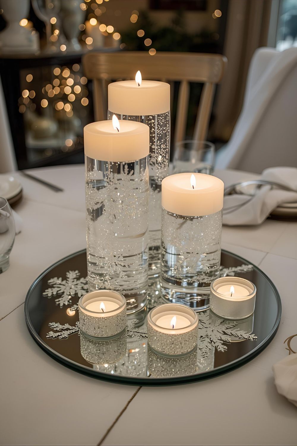 DIY Centerpiece with Candles and Mirrors