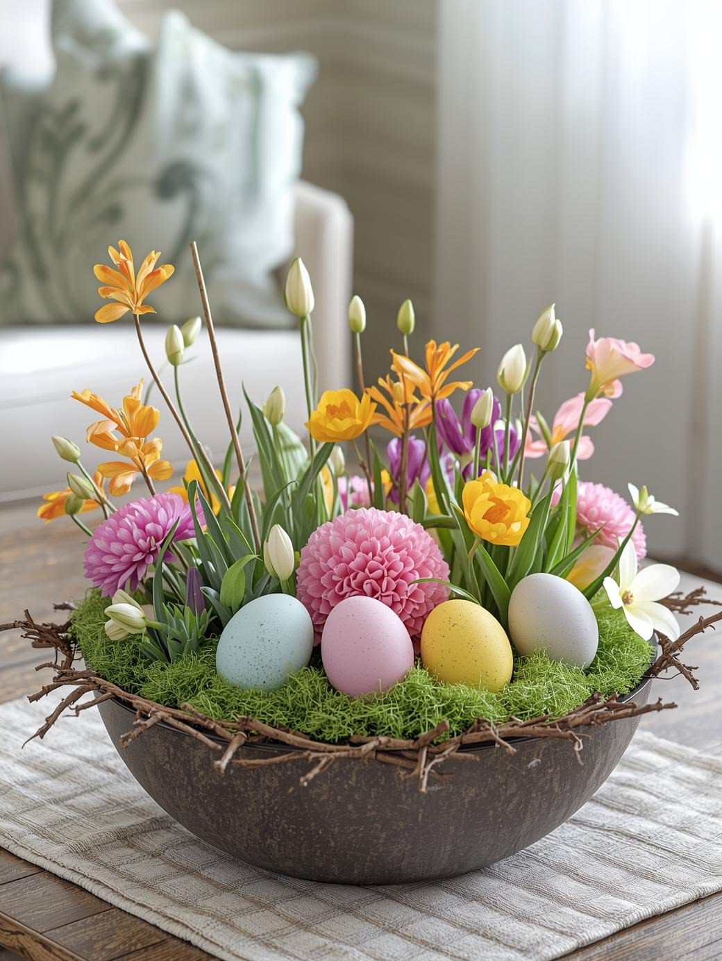 Easter Eggs in a Decorative Bowl