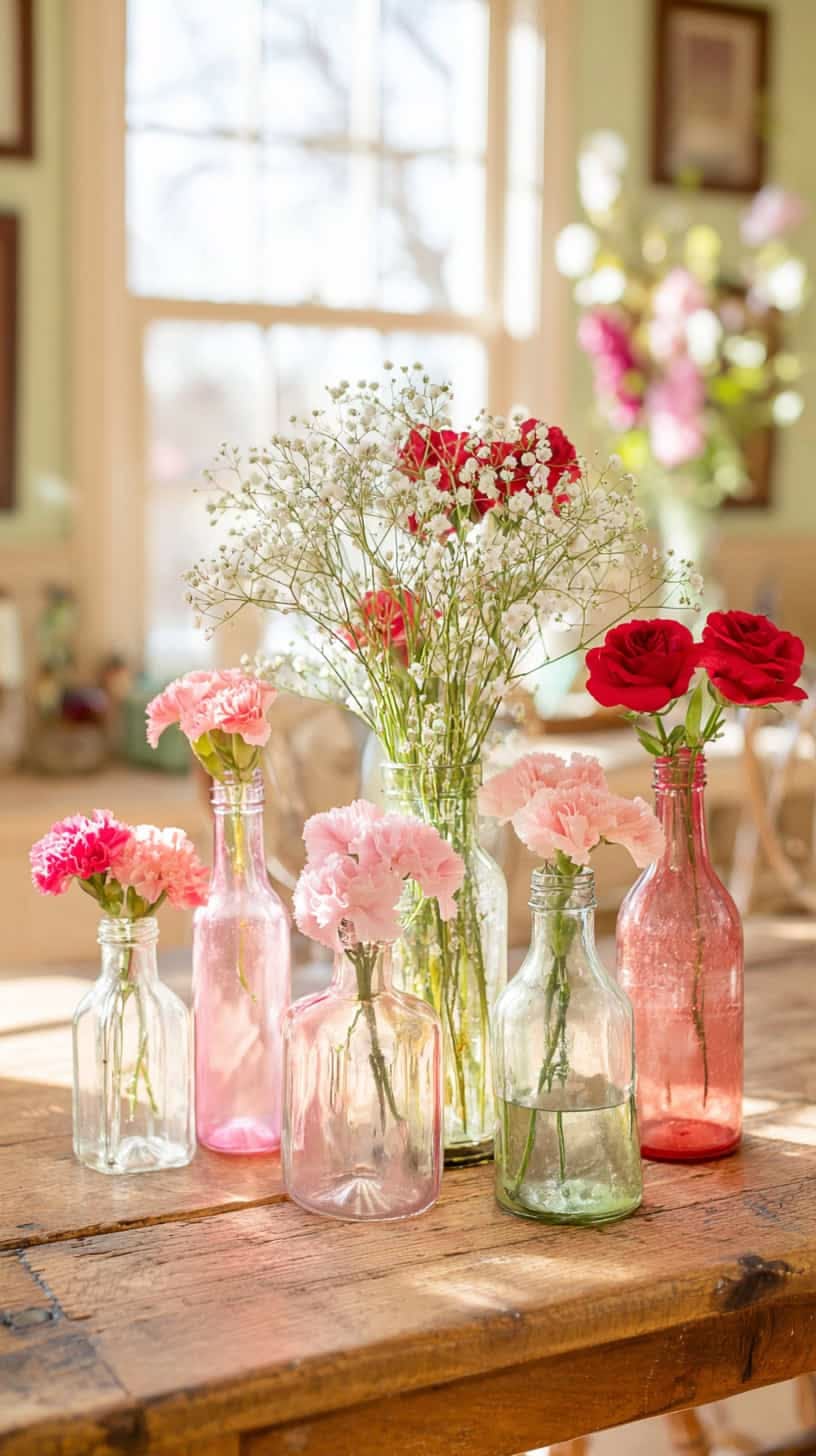 Fresh Flowers in Simple Vases