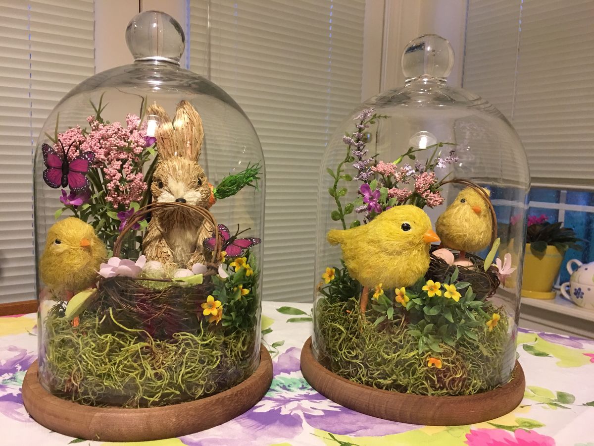 Glass Cloche with Easter Surprises