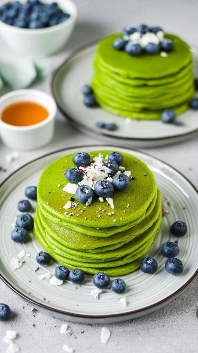Green Velvet Pancakes with Whipped Cream