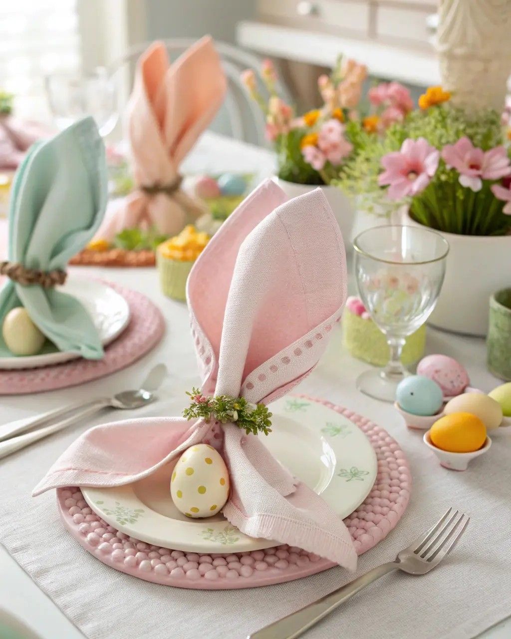 Linen Napkins with Simple Napkin Rings