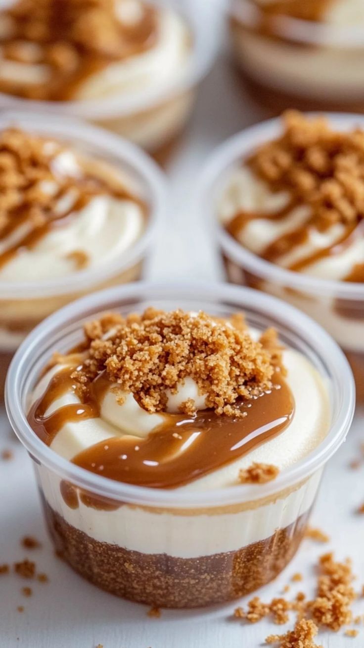 Cups of mini cheesecake