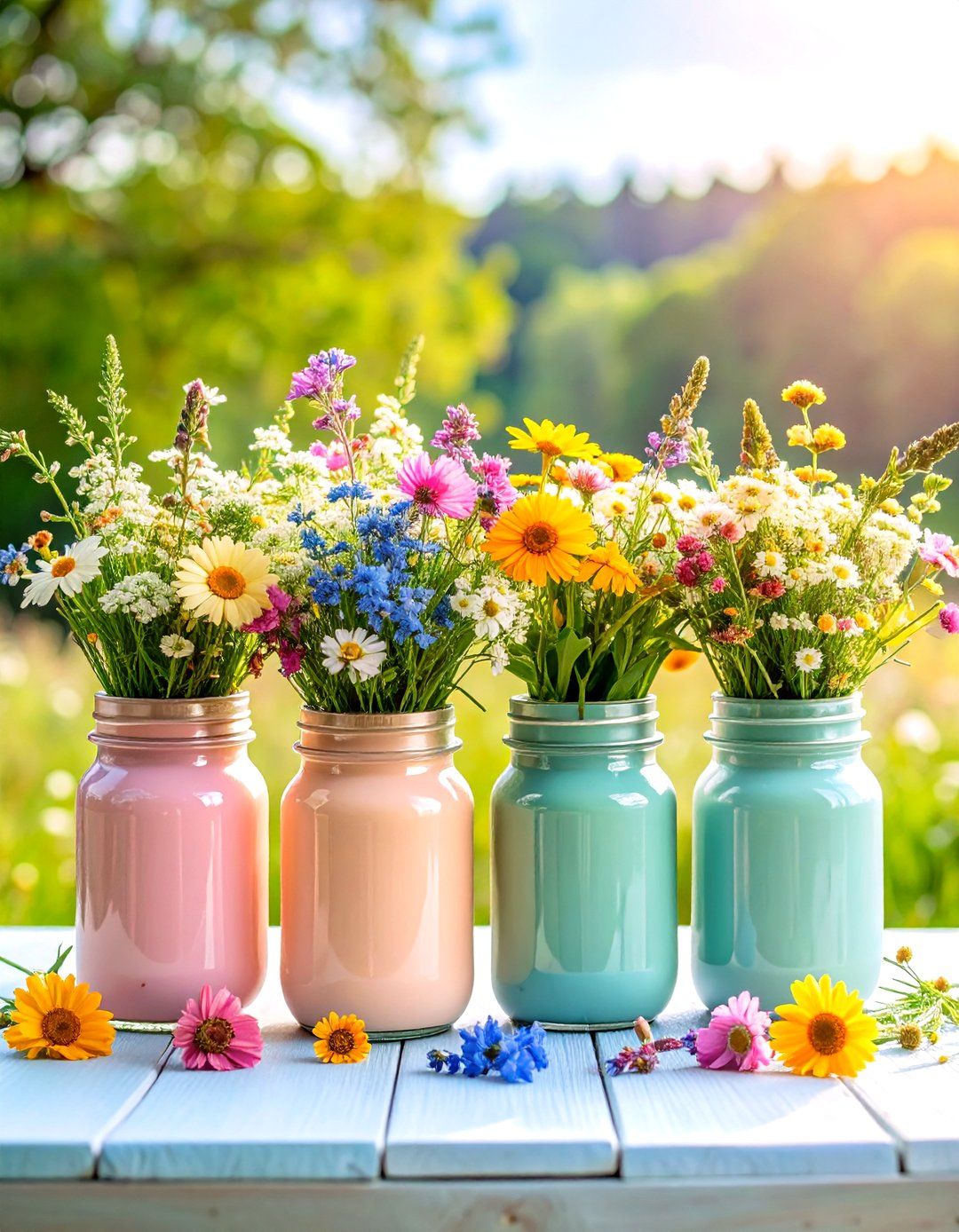 Painted Jar Pastel Centerpiece