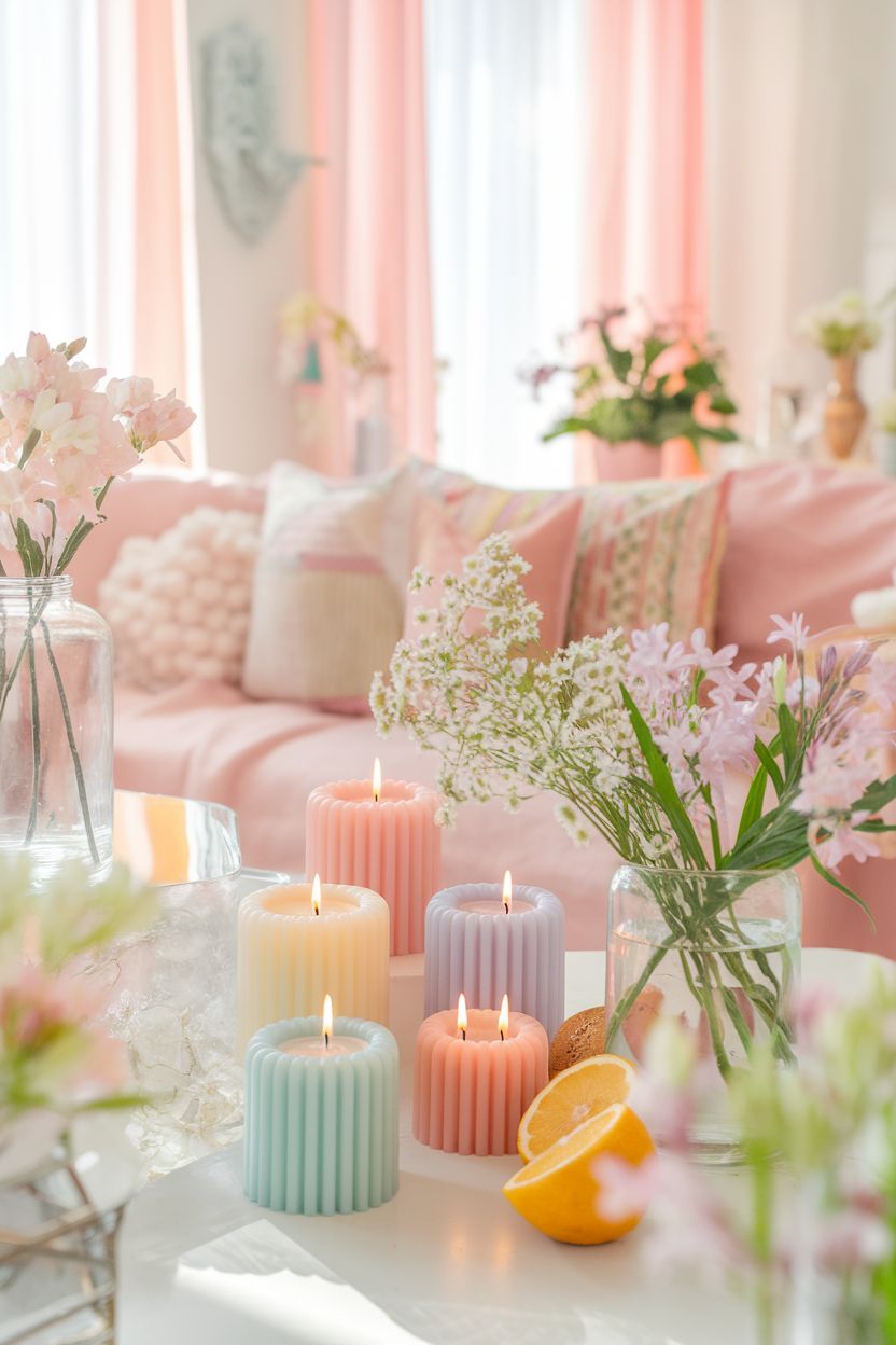 Pastel Candles and Candle Holders