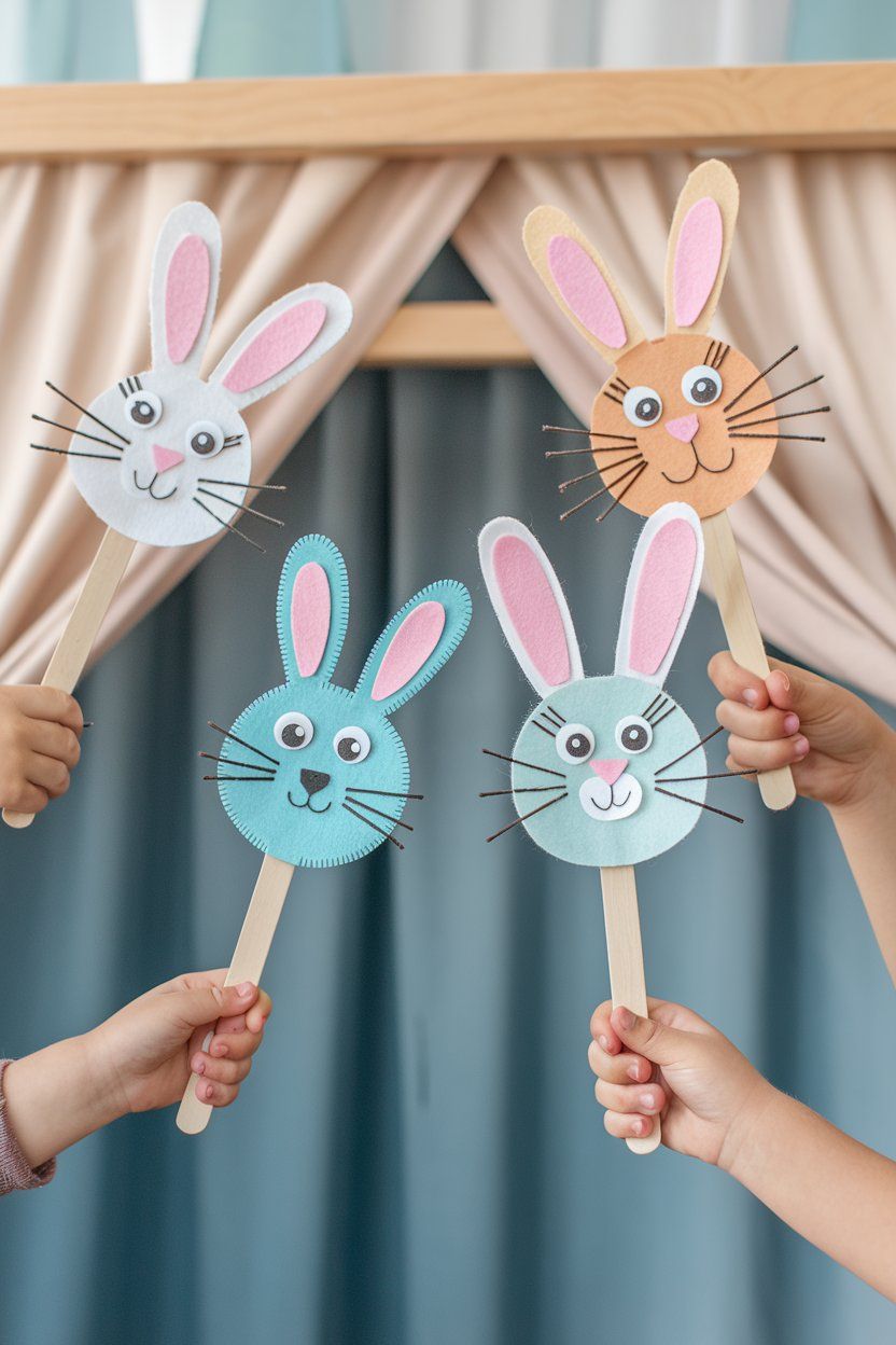 Popsicle Stick Bunny Puppets