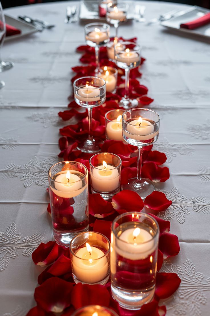 Rose Petal Table Runner Centerpiece