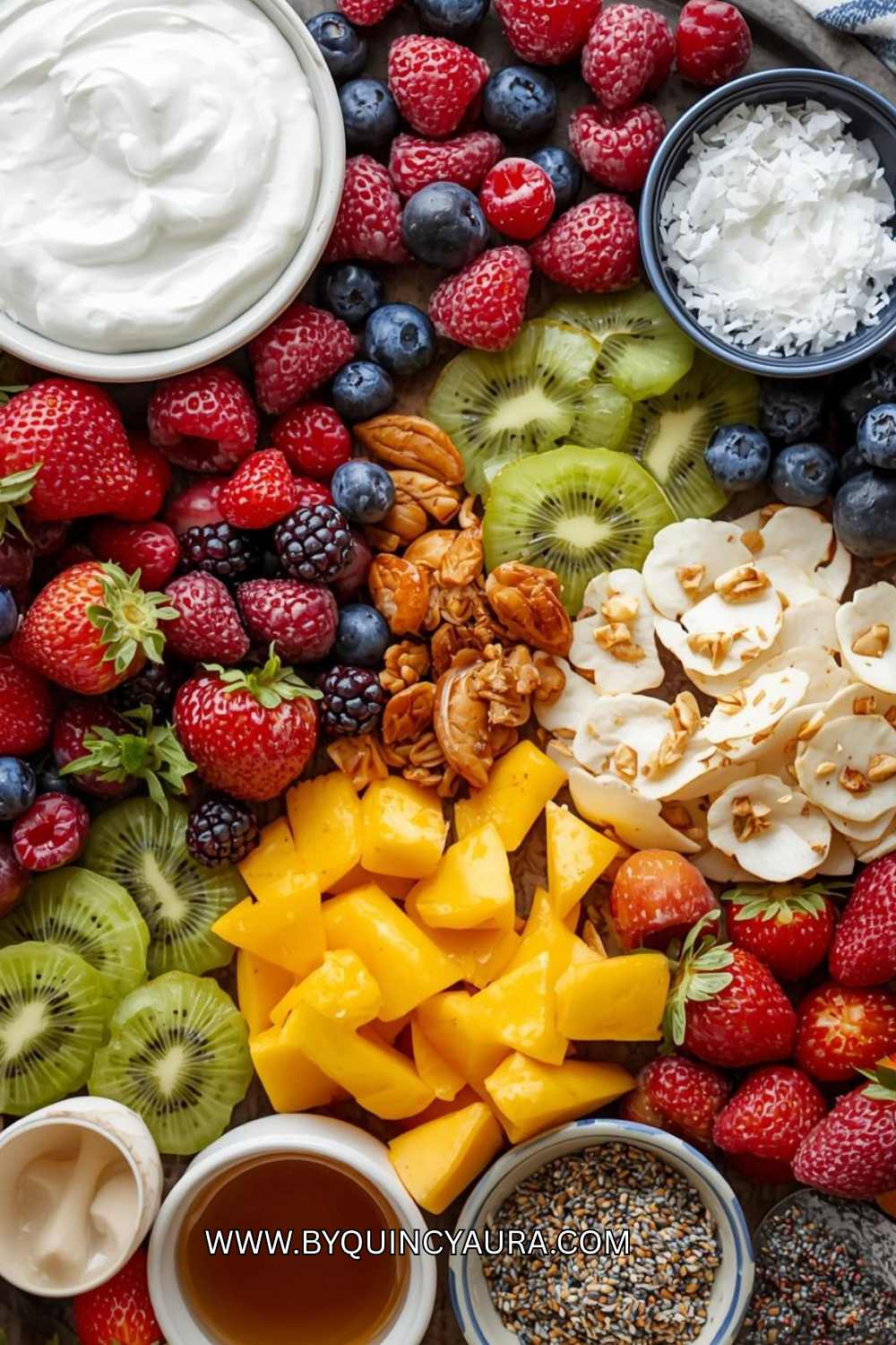 fruits and yoghurt board.