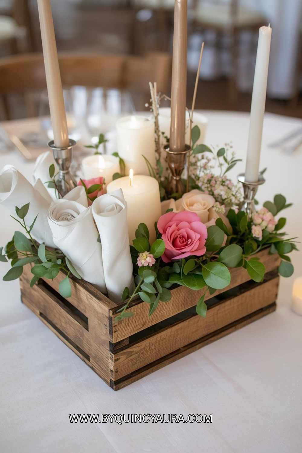 Rustic Wooden Crate Centerpiece