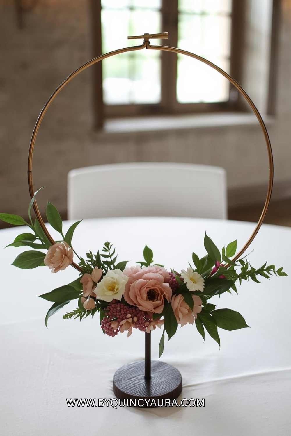 hoop floral centerpiece