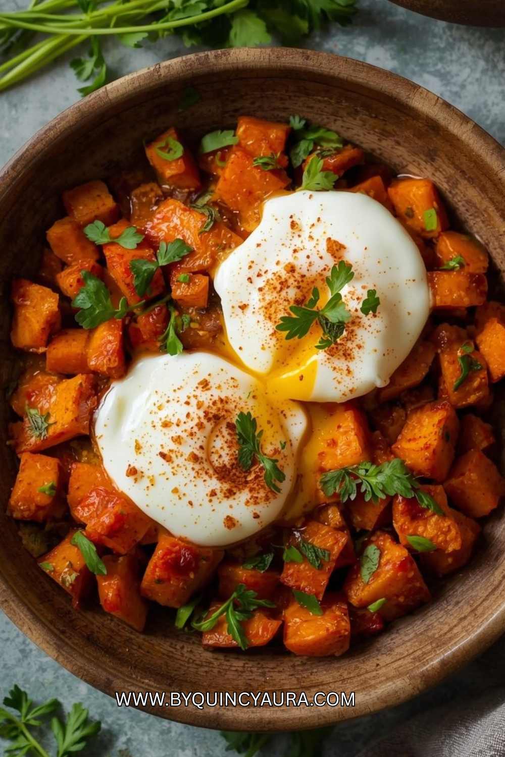 Sweet Potato Hash with Poached Eggs