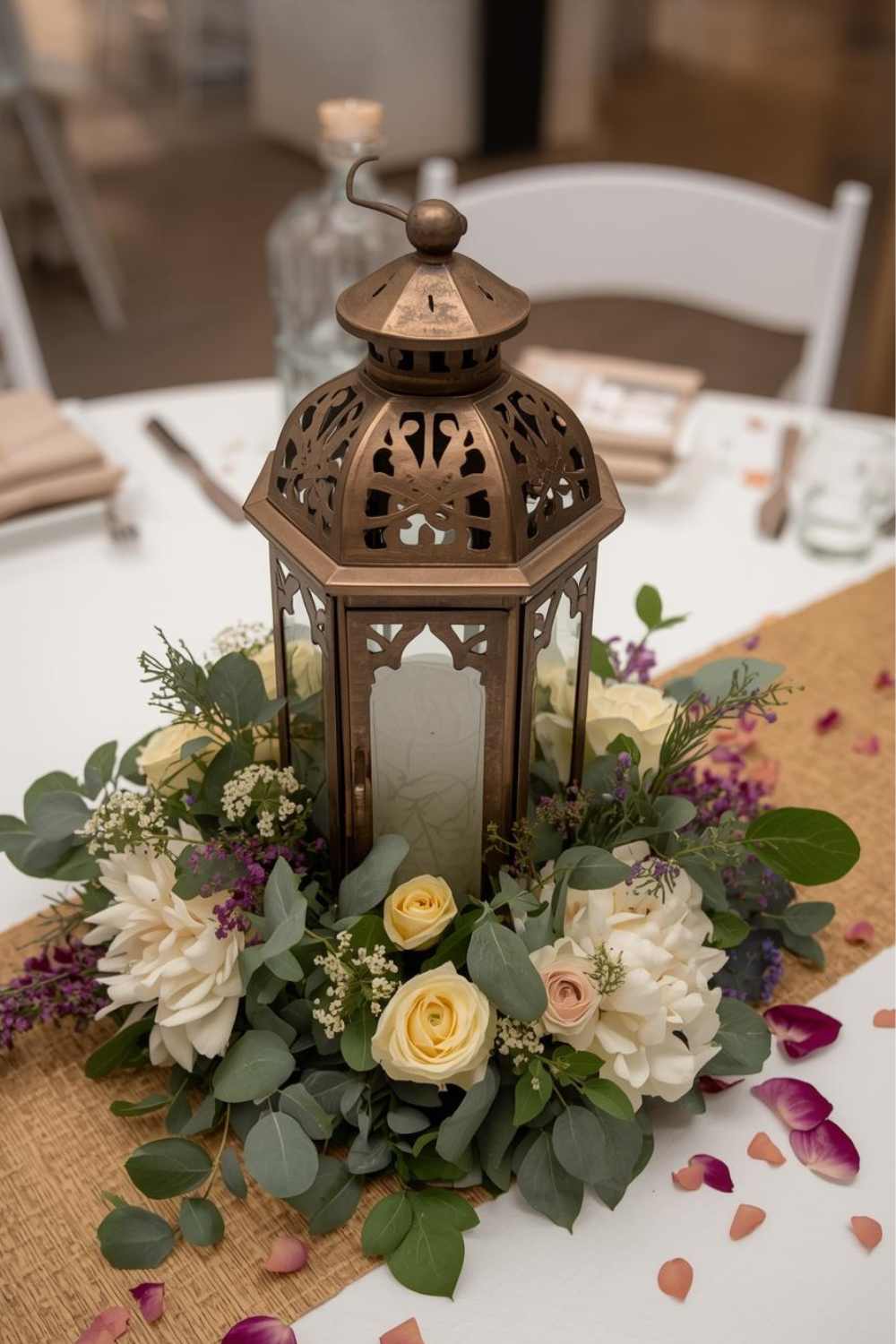 Lantern & Flower Combo Centerpiece