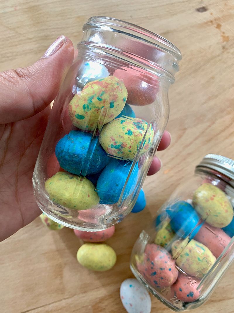 a jar filled with candies can