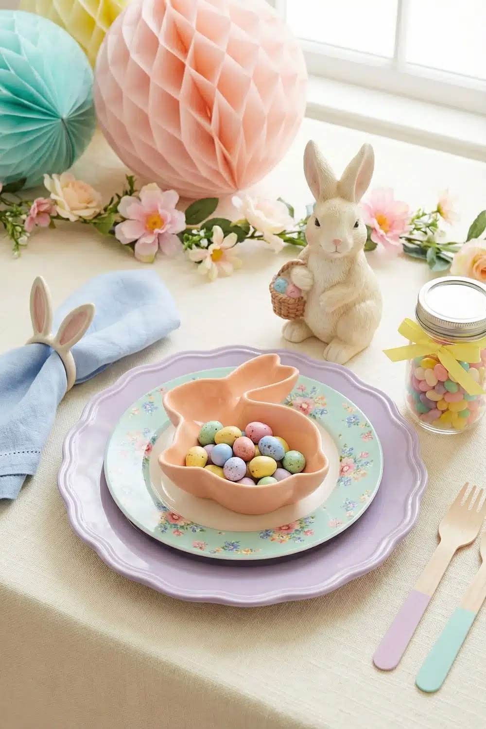 spring-themed tableware.