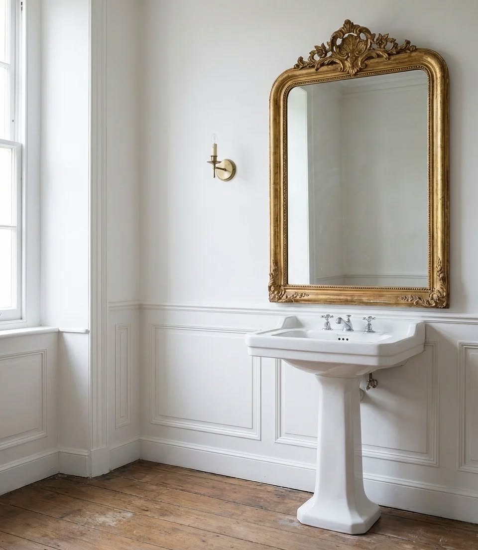 Arched Mirror with Vintage-Inspired Lighting