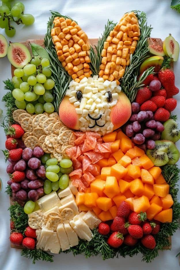 Bunny-Shaped Cheese & Veggie Platter