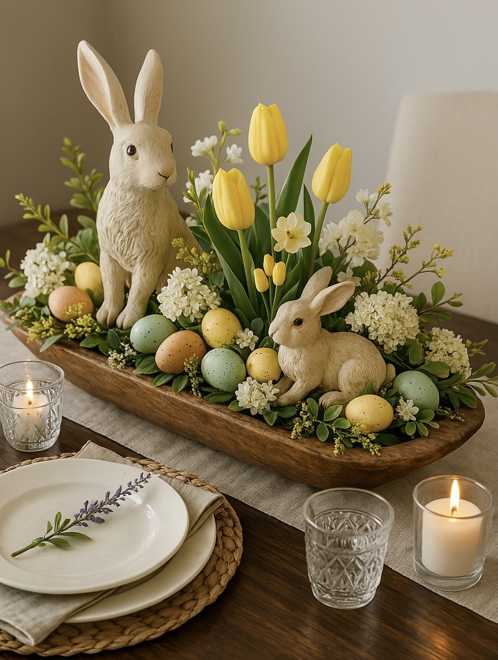 Bunny-Themed Easter Table Centerpiece