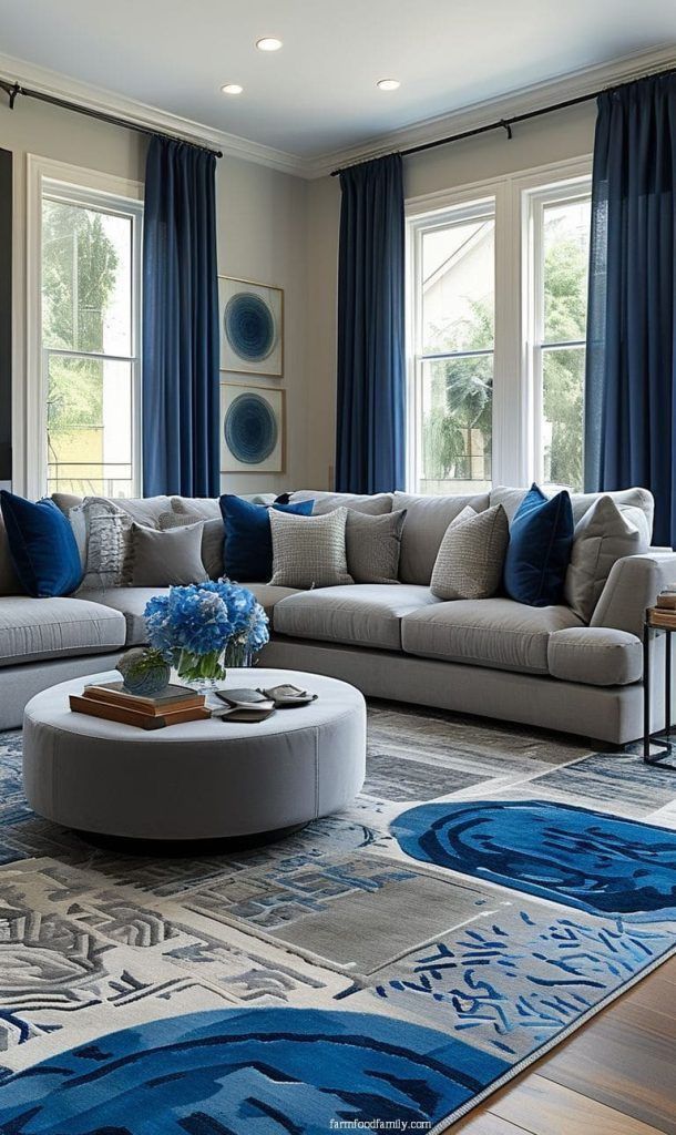 Cool Grays with Dusty Blues living room