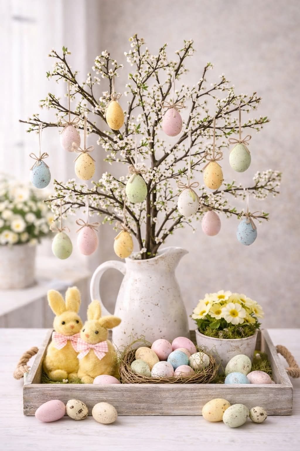Decorated Easter Eggs on Tree Branches
