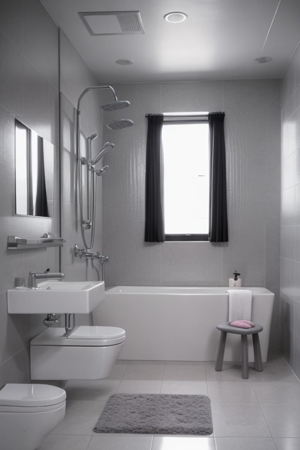 Monochromatic themed bathroom