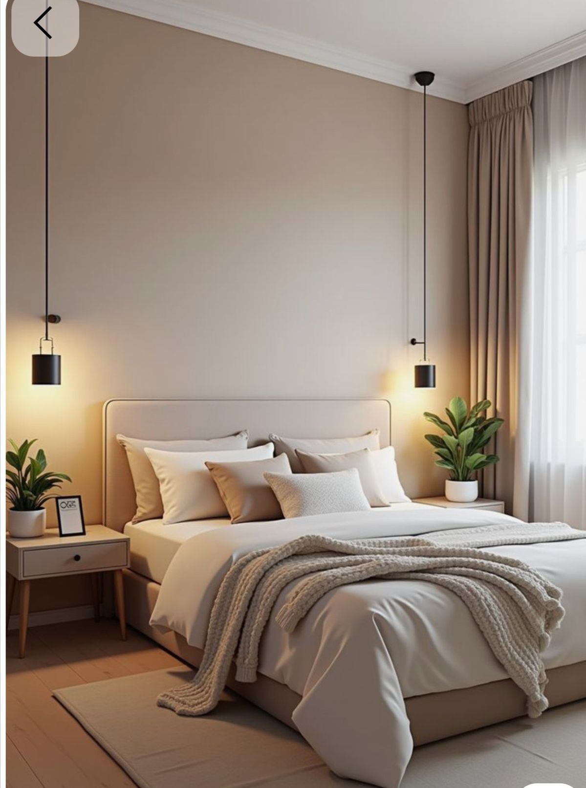 a small pendant above a bedside 