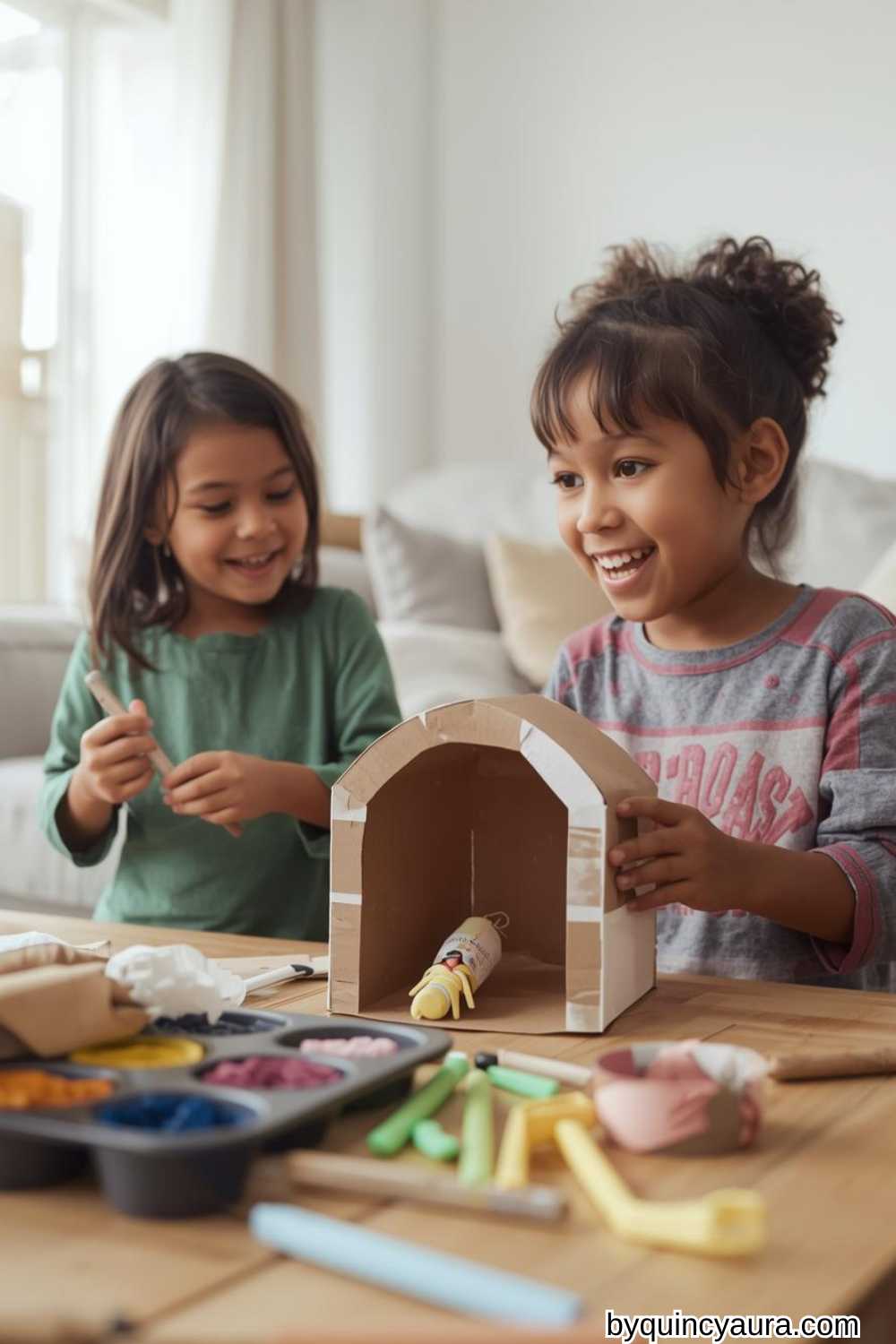 children doing crafts.