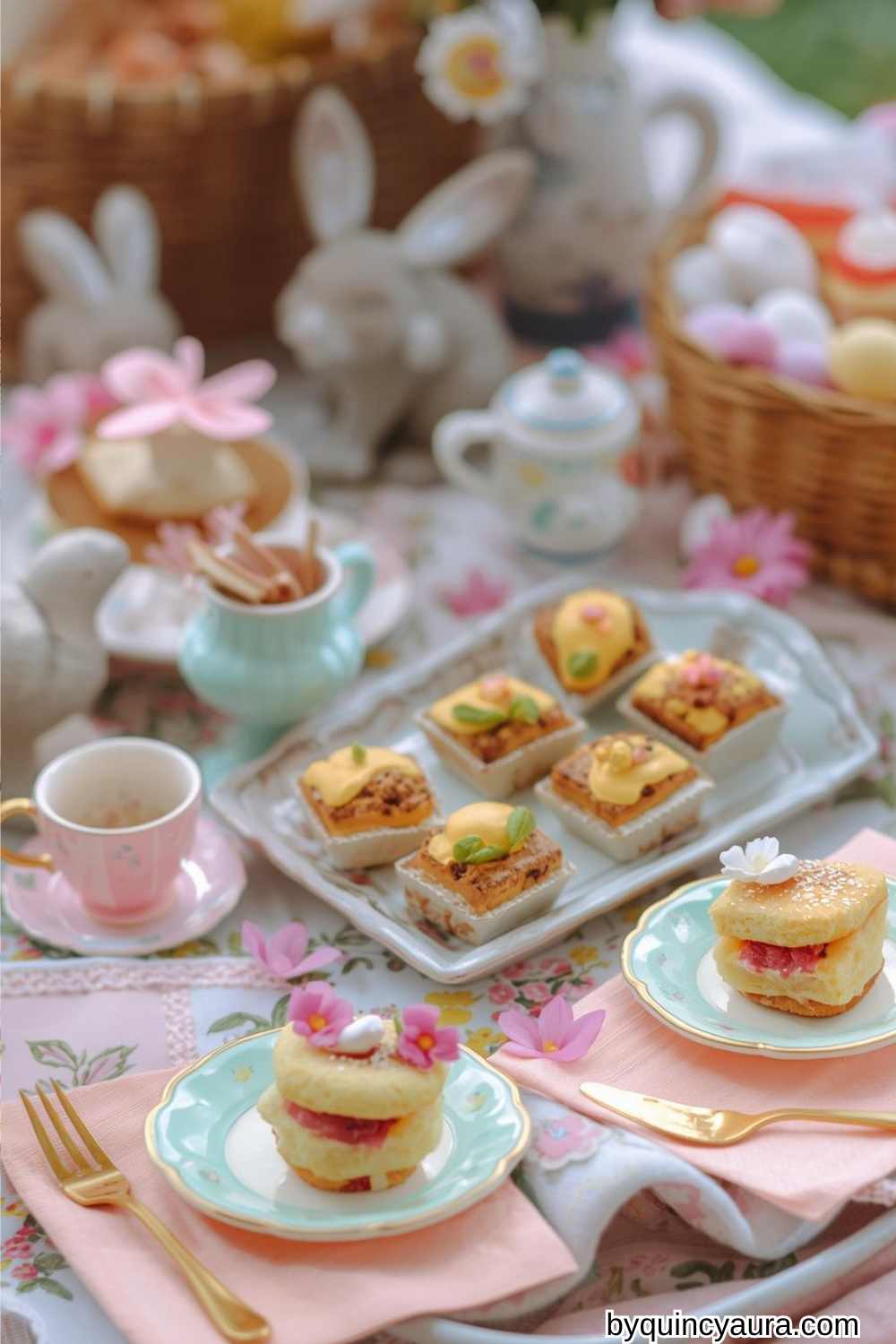 A mini bunny themed tea party.