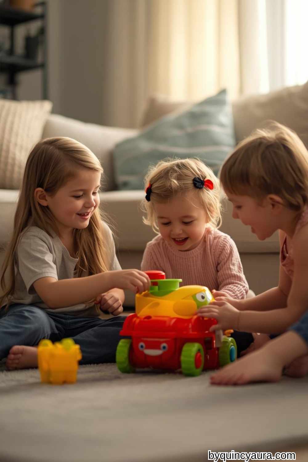 children playing with their toys.