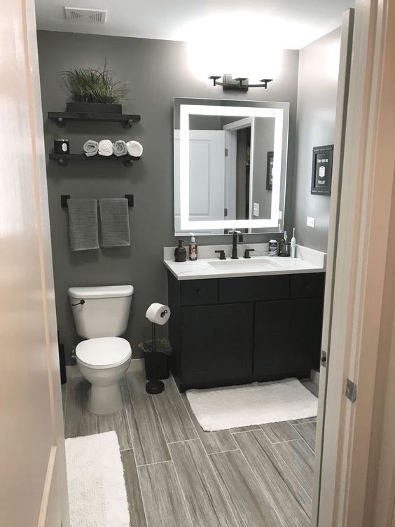 grey colored bathroom