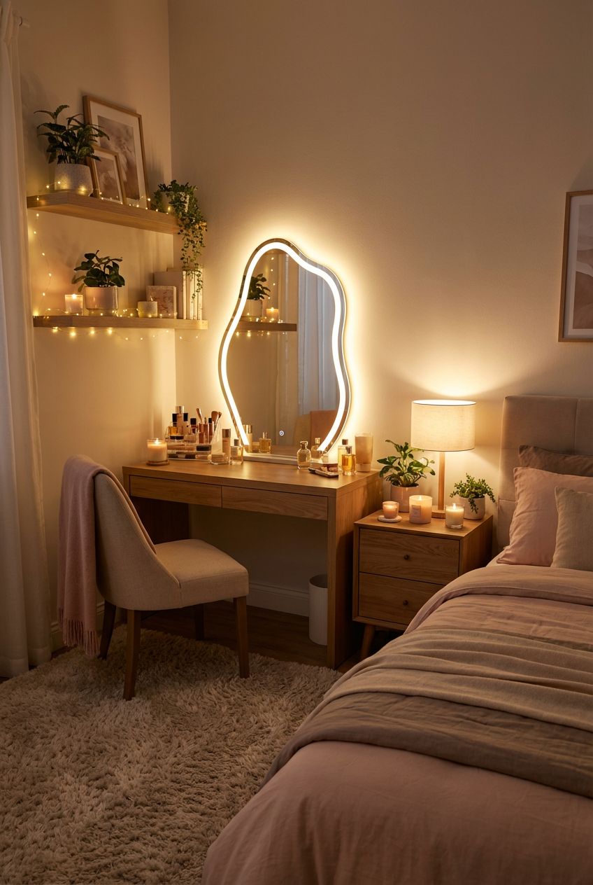 A vanity mirror as a statement in a room.