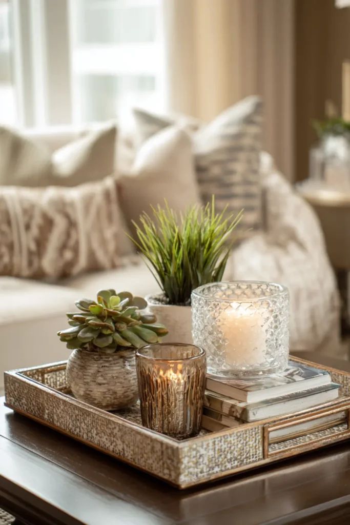 decorative trays on tables