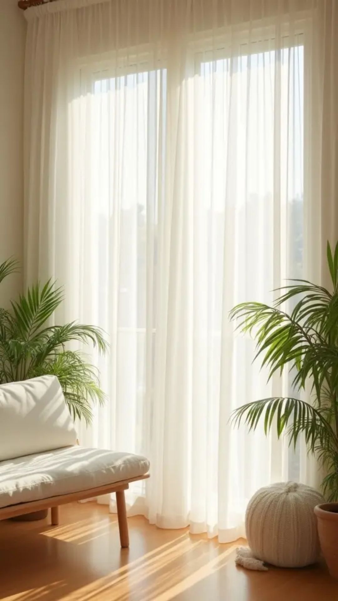 floor-length, light-filtering curtains