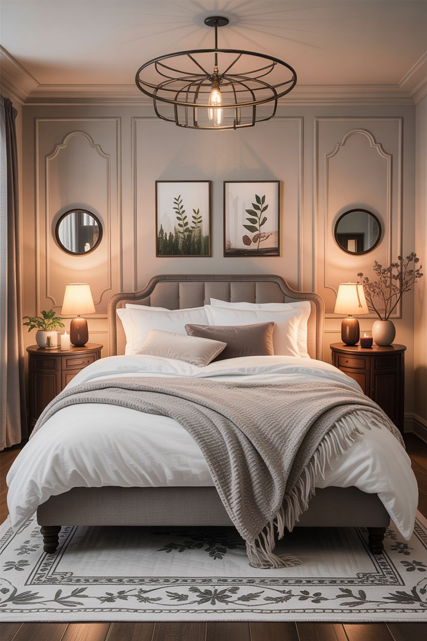 bedroom with cozy nightstand.