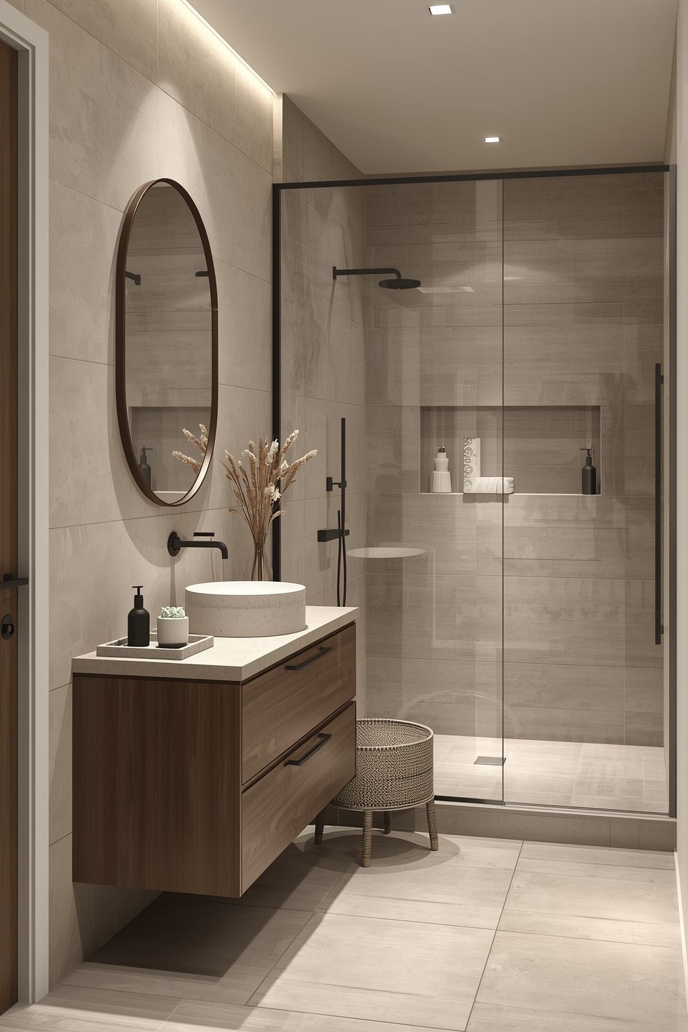 neutral bathroom floor tiles